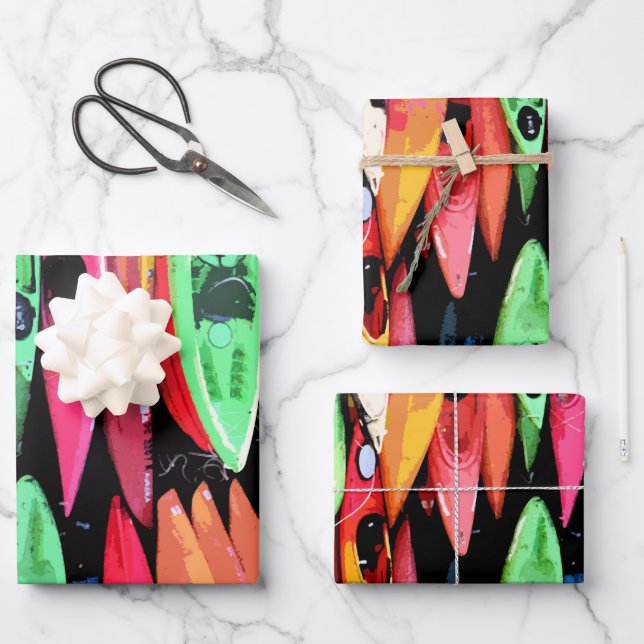 Wrapping Paper Sheets: Colourful Kayak Collection (Front)