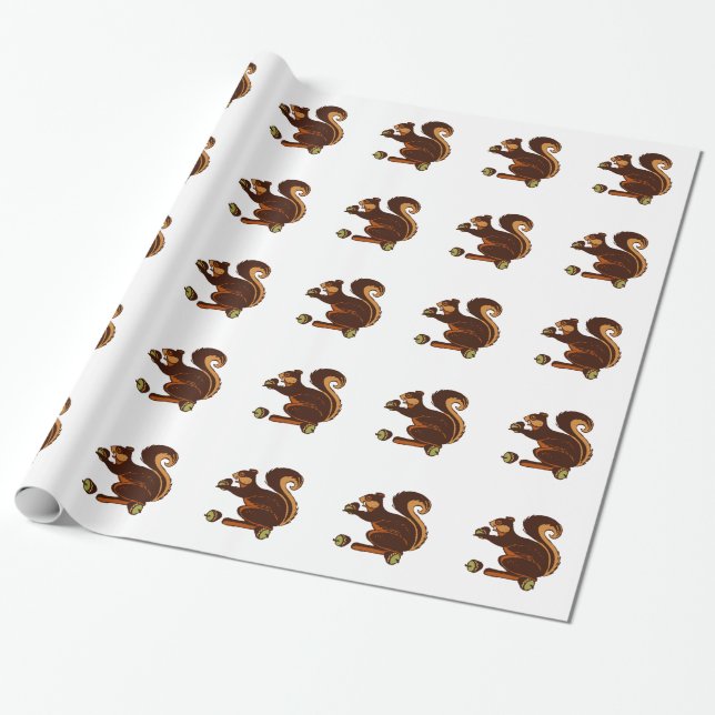 WRAPPING PAPER SQUIRREL WITH ACORN (Unrolled)