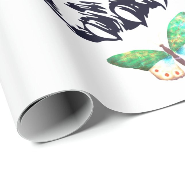 WRAPPING PAPER TIGER BUTTERFLIES AND HEART (Roll Corner)