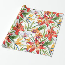 wrapping paper, tropics (white)