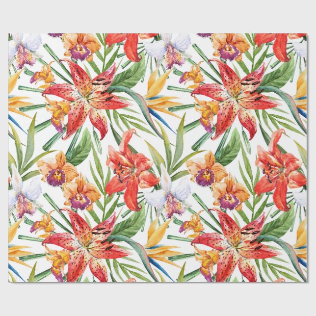wrapping paper, tropics (white) wrapping paper (Flat)