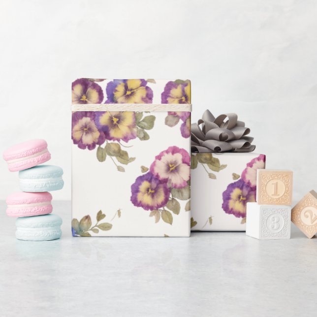 Wrapping Paper | Vintage Pansy Floral Garden (Baby Shower)