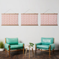 Wrapping paper with a repeating pattern of red, or