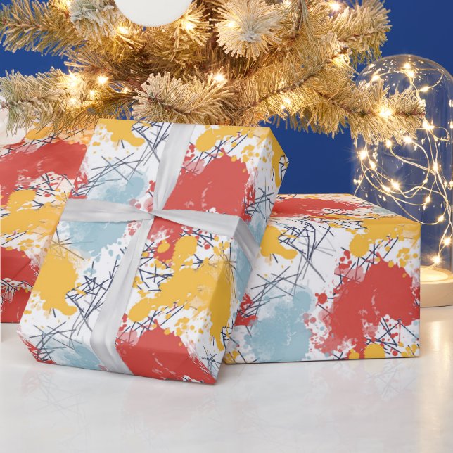 Wrapping paper with colourful splatters and lines (Holidays)