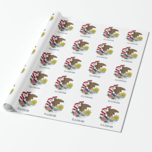 Wrapping paper with Flag of Illinois