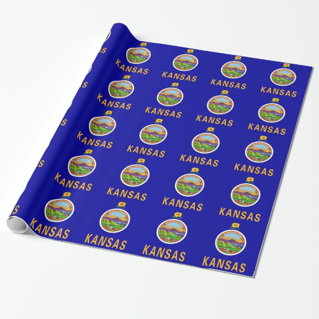 Wrapping paper with Flag of Kansas (Unrolled)