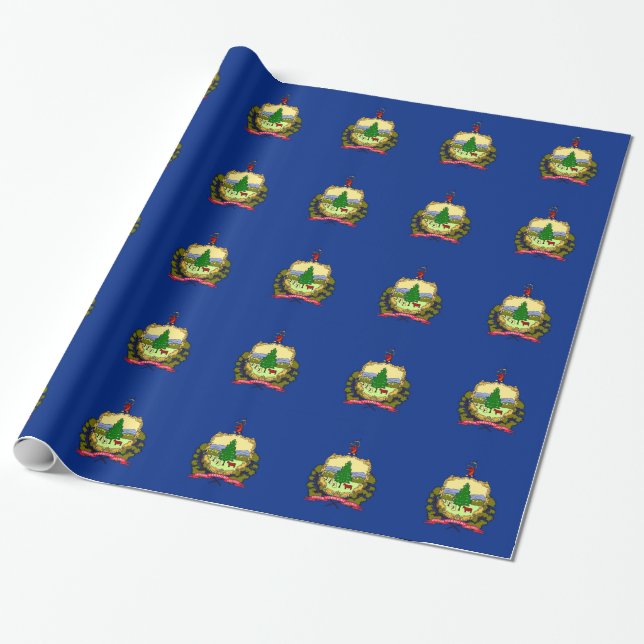 Wrapping paper with Flag of Vermont (Unrolled)