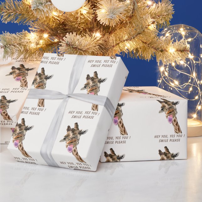 Wrapping Paper with Funny Girrafe and Catchy Text (Holidays)