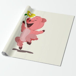 Wrapping Paper with Happy Piglet