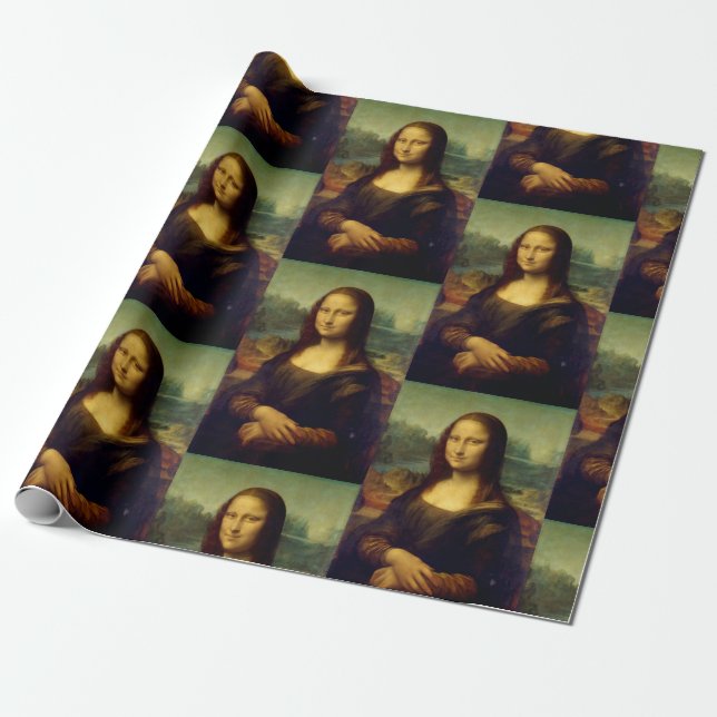 Wrapping Paper with Mona Lisa Print (Unrolled)