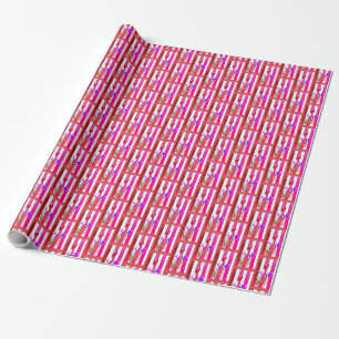 WRAPPING PAPER WITH PINK, RED & PURPLE TULIPS.