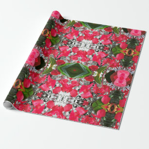Wrapping Paper with red flowers