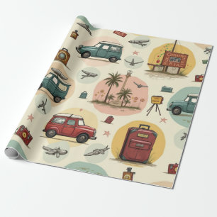 Wrapping Paper With Travel Pattern