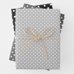Wrapping Paper With White Polka Dots On Black Grey