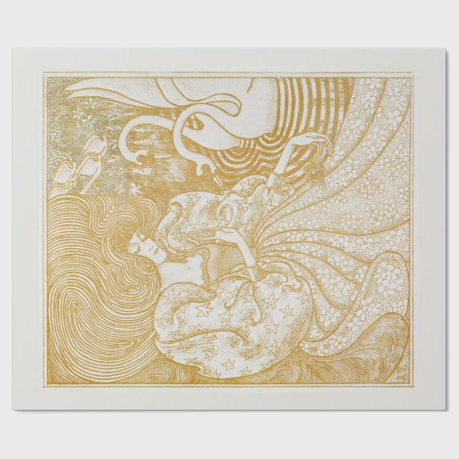 WRAPPING PAPER : WOMAN WITH SWANS : JAN TOOROP   (Flat)