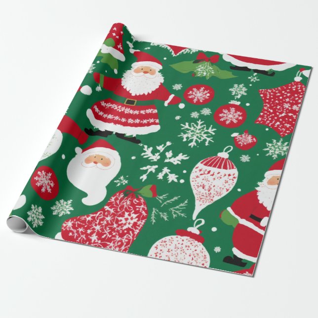 Wrapping PaperJolly Santa Claus Christmas Pattern Paper (Unrolled)