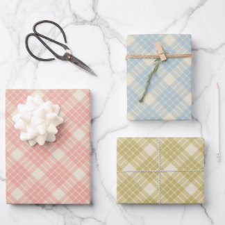 Wrapping retro gingham paper for Christmas