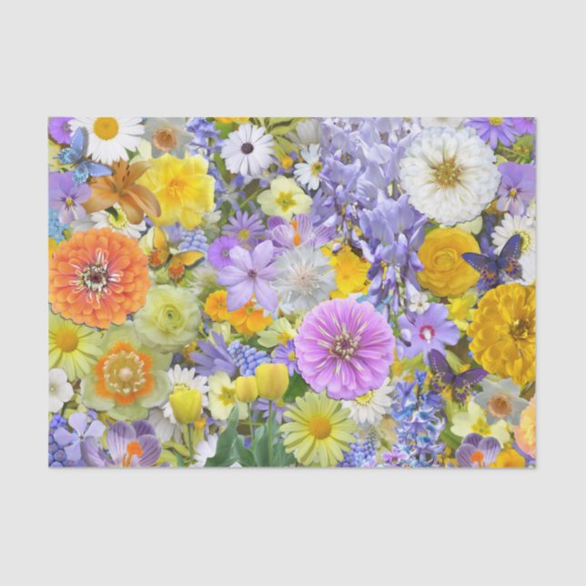 Wrapping Tissue - Flowers and Butterflies Paper (Front)