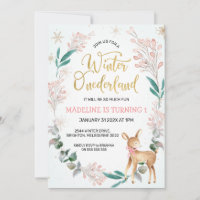 Wreath And Deer Winter Onederland Birthday