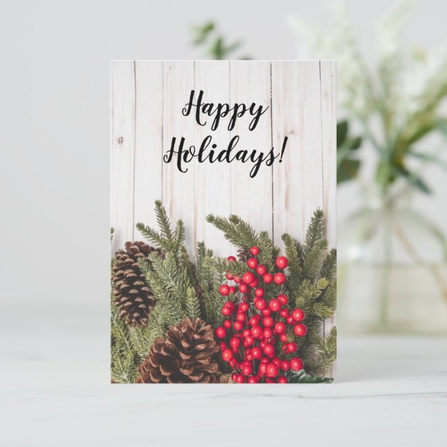 Wreath and Holly Holiday Collection Card (Standing Front)