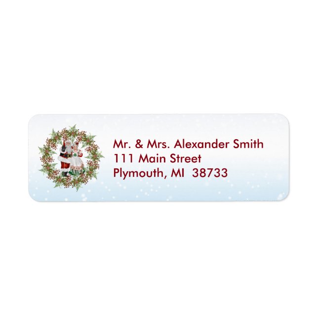 Wreath and Santa Wreath Address Label (Front)