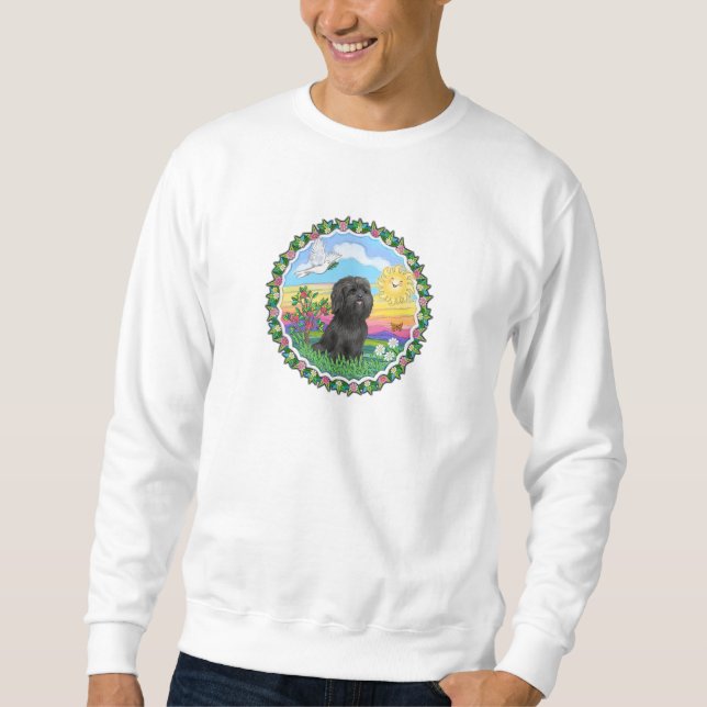 Wreath - Black Shih Tzu Sweatshirt (Front)