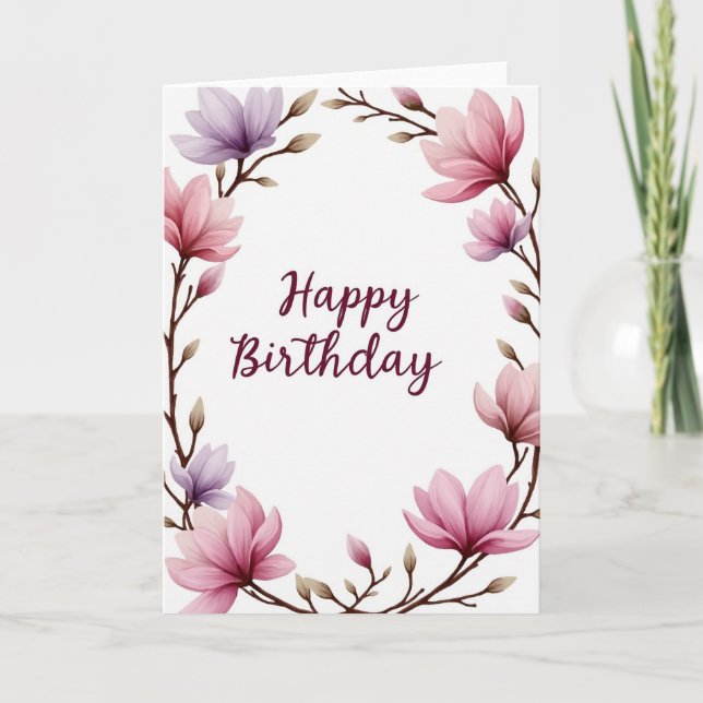 Wreath Blossom Birthday Card (Front)