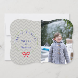 Wreath Chevron Christmas Photo Card