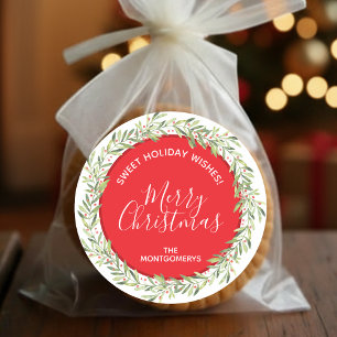 Wreath Christmas Homemade Holiday Baking Classic Round Sticker