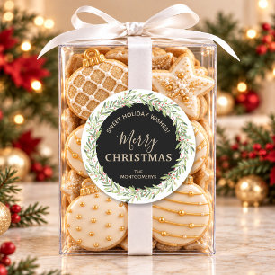 Wreath Christmas Homemade Holiday Baking Classic Round Sticker