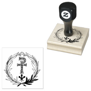 Wreath Cross and Nails of Jesus  Rubber Stamp