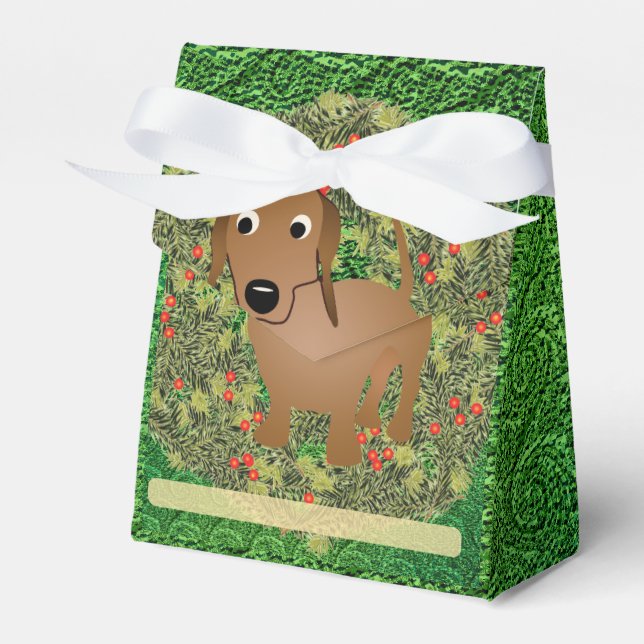 Wreath Dachshund Favour Box (Front Side)