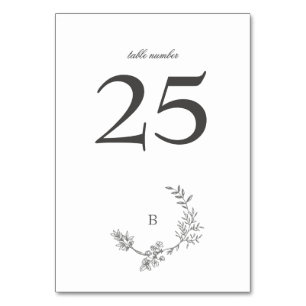 Wreath Elegant Floral Wreath Minimal Monogram Table Number