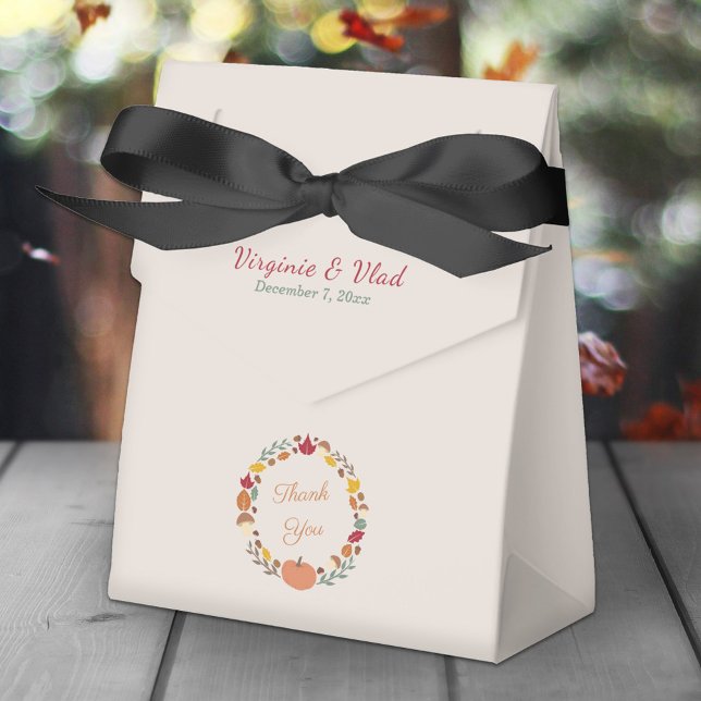 Wreath & Fall Wedding Favour Box (Wreath & Fall Wedding Favor Box)