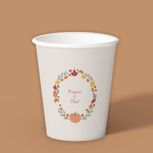 Wreath & Fall Wedding Paper Cups
