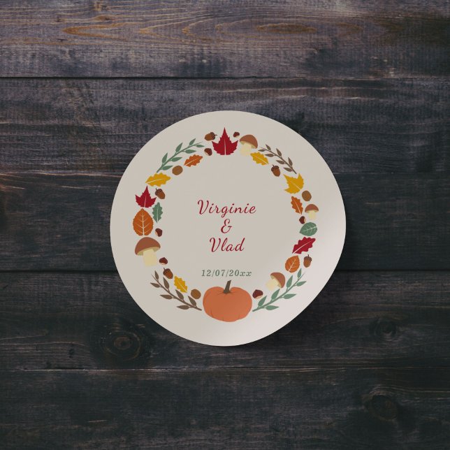 Wreath & Fall Wedding Sticker (Fall Wedding Sticker)