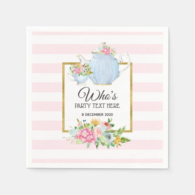 wreath flower, tea party, Cocktail Paper Napkins (Front)