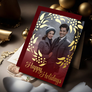 Wreath Frame and Your Photo Foil Holiday Card