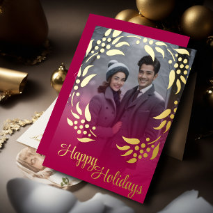 Wreath Frame and Your Photo Foil Holiday Card