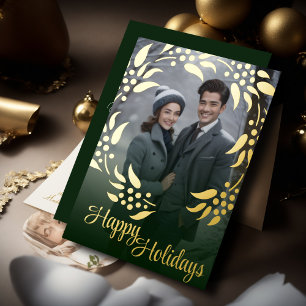 Wreath Frame and Your Photo Foil Holiday Card