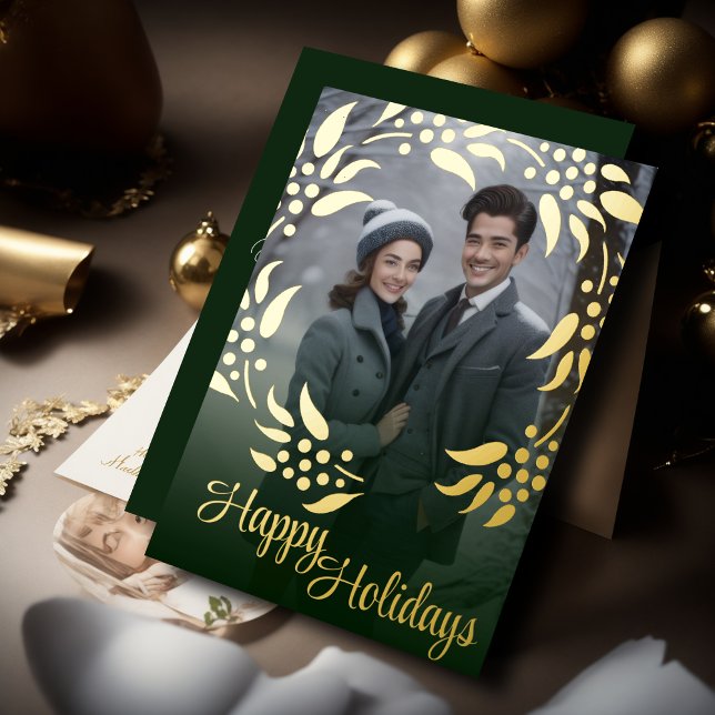 Wreath Frame and Your Photo Foil Holiday Card (Creator Uploaded)