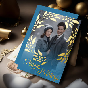 Wreath Frame and Your Photo Foil Holiday Card