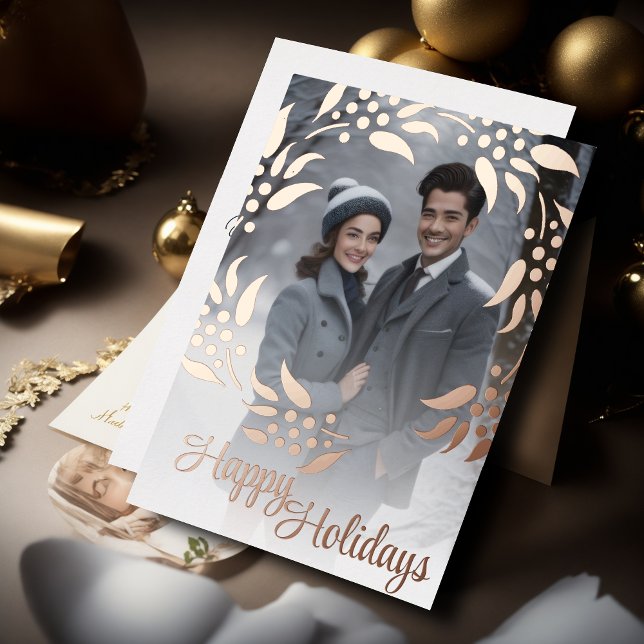 Wreath Frame and Your Photo Foil Holiday Card (Creator Uploaded)