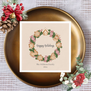 Wreath Gingerbread House Holiday Party  Napkin