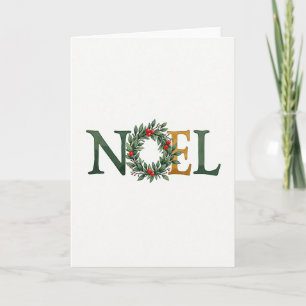 Wreath Green Gold Christmas Card