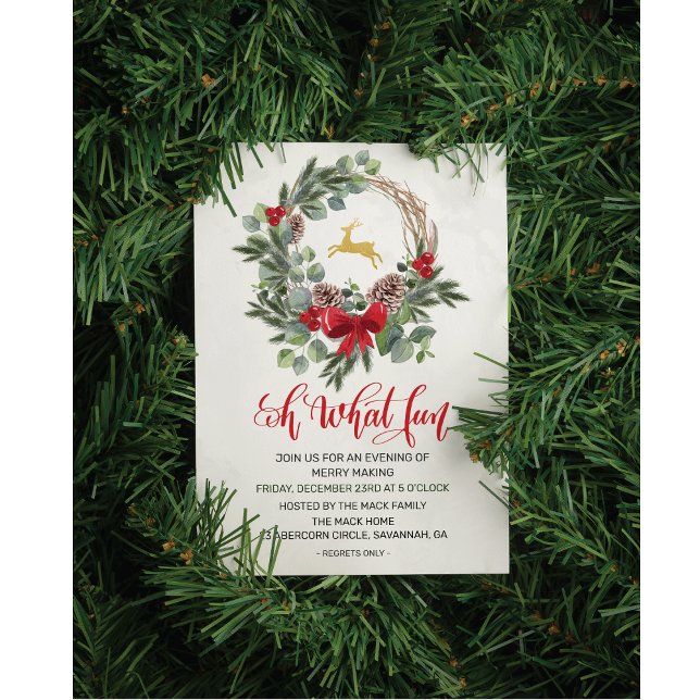Wreath Holiday Christmas Winter Party Invitation (Creator Uploaded)