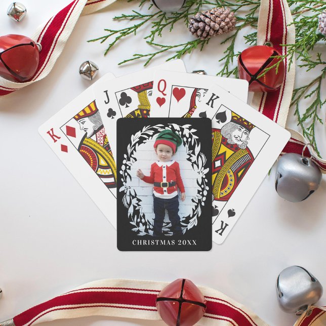 Wreath Holiday Photo Playing Cards (Creator Uploaded)