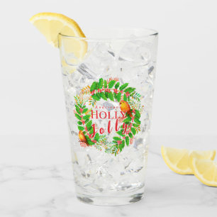 Wreath Holly Jolly Family Glass