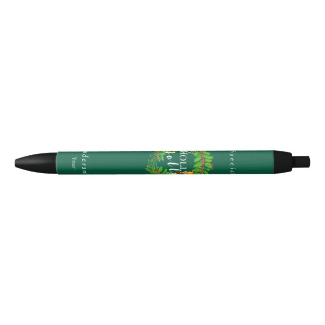 Wreath Holly Jolly Family Green Black Ink Pen (Front)