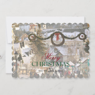 Wreath in Ski Village - Pedestrians Holiday Card